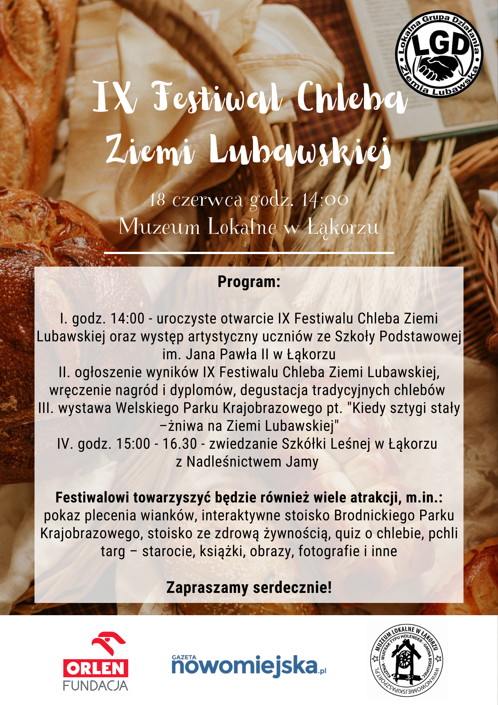Zapraszamy na IX Festiwal Chleba Ziemi Lubawskiej