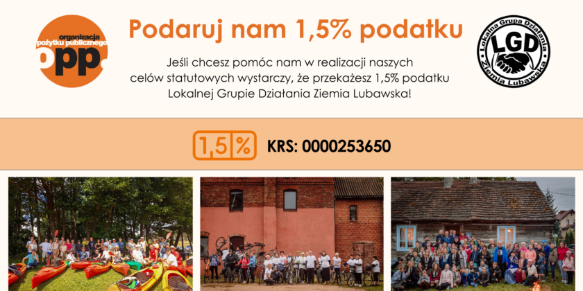 Podaruj 1,5% podatku LGD Ziemia Lubawska