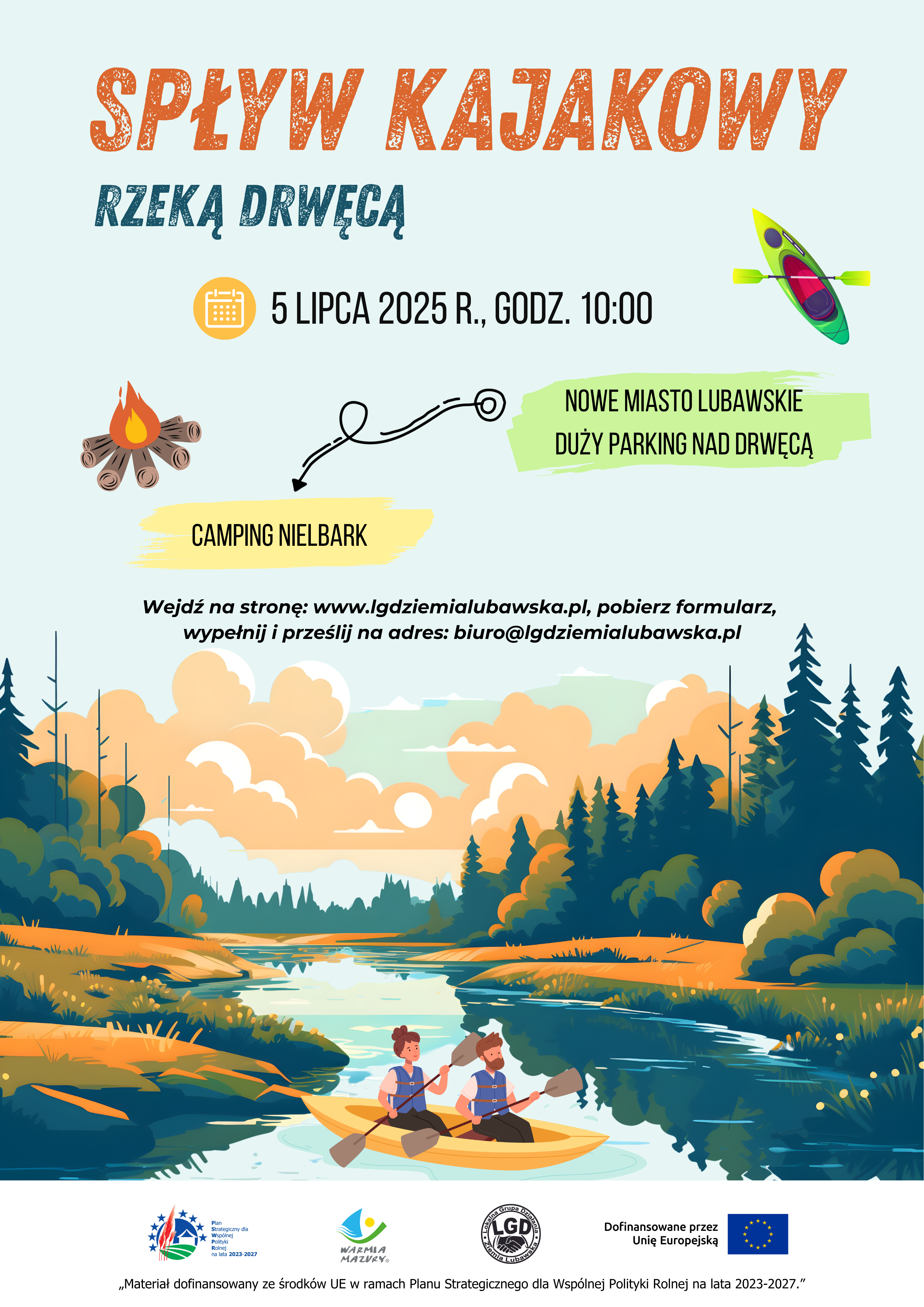 Spływ kajakowy rzeką Drwęcą