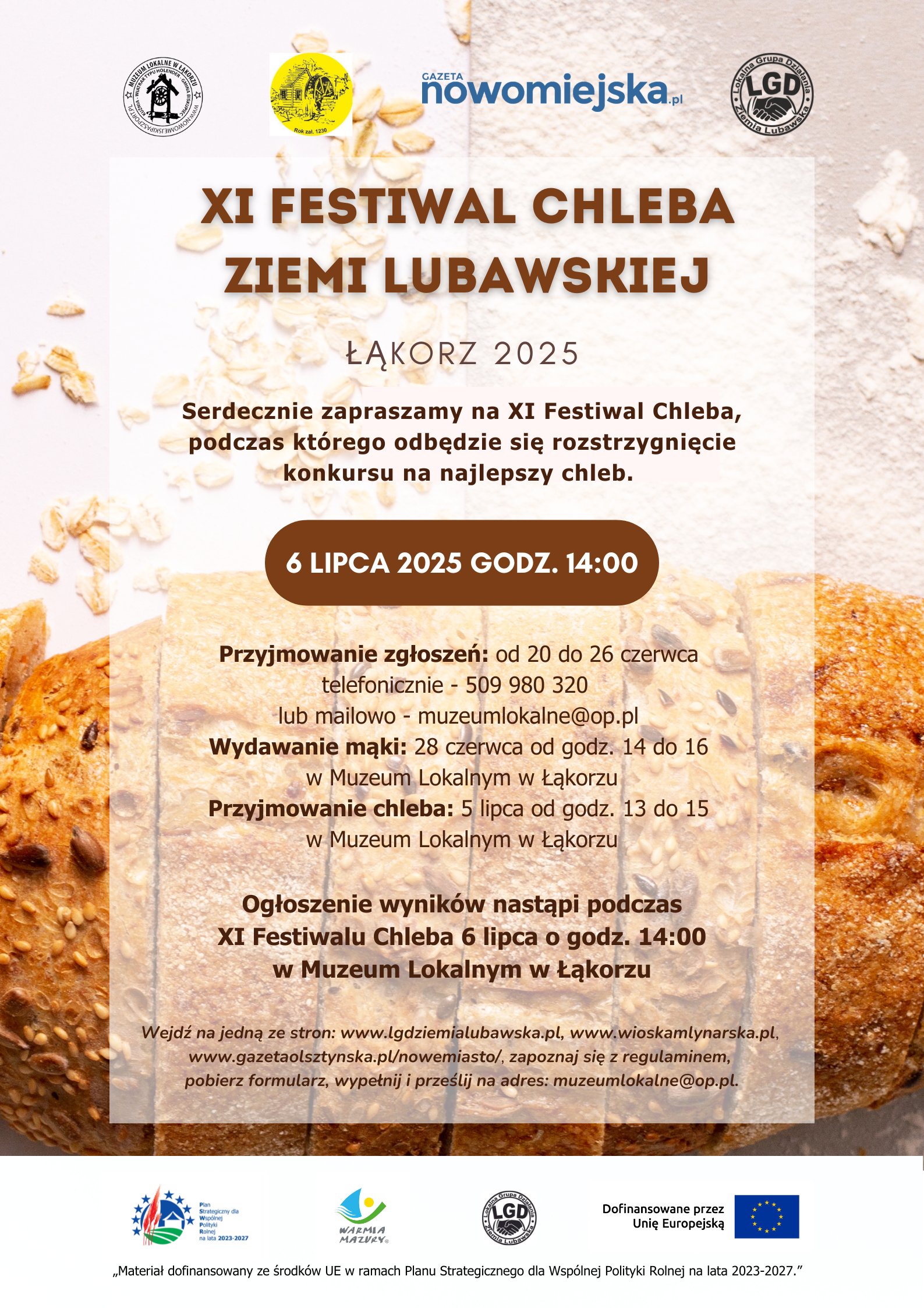 Zapraszamy na XI Festiwal Chleba Ziemi Lubawskiej