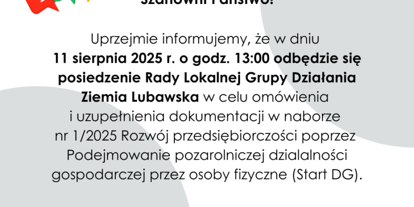 Posiedzenie Rady LGD Ziemia Lubawska