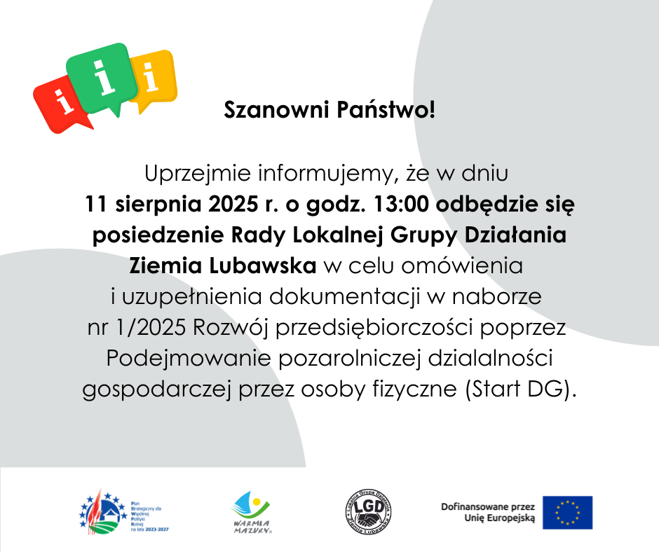 Posiedzenie Rady LGD Ziemia Lubawska