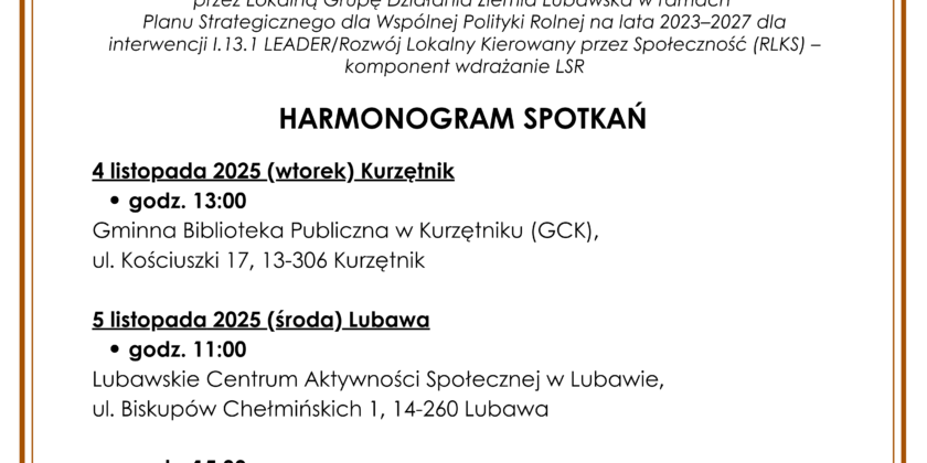 Spotkania informacyjno-szkoleniowe przed naborem na Rozwój DG
