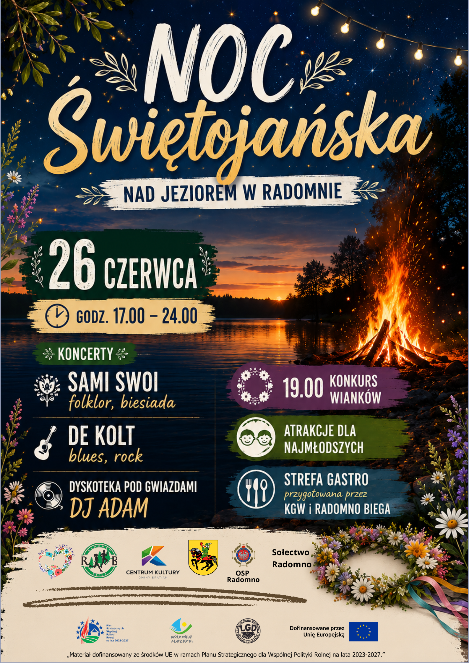 Zapraszamy na Noc Świętojańską nad jeziorem w Radomnie