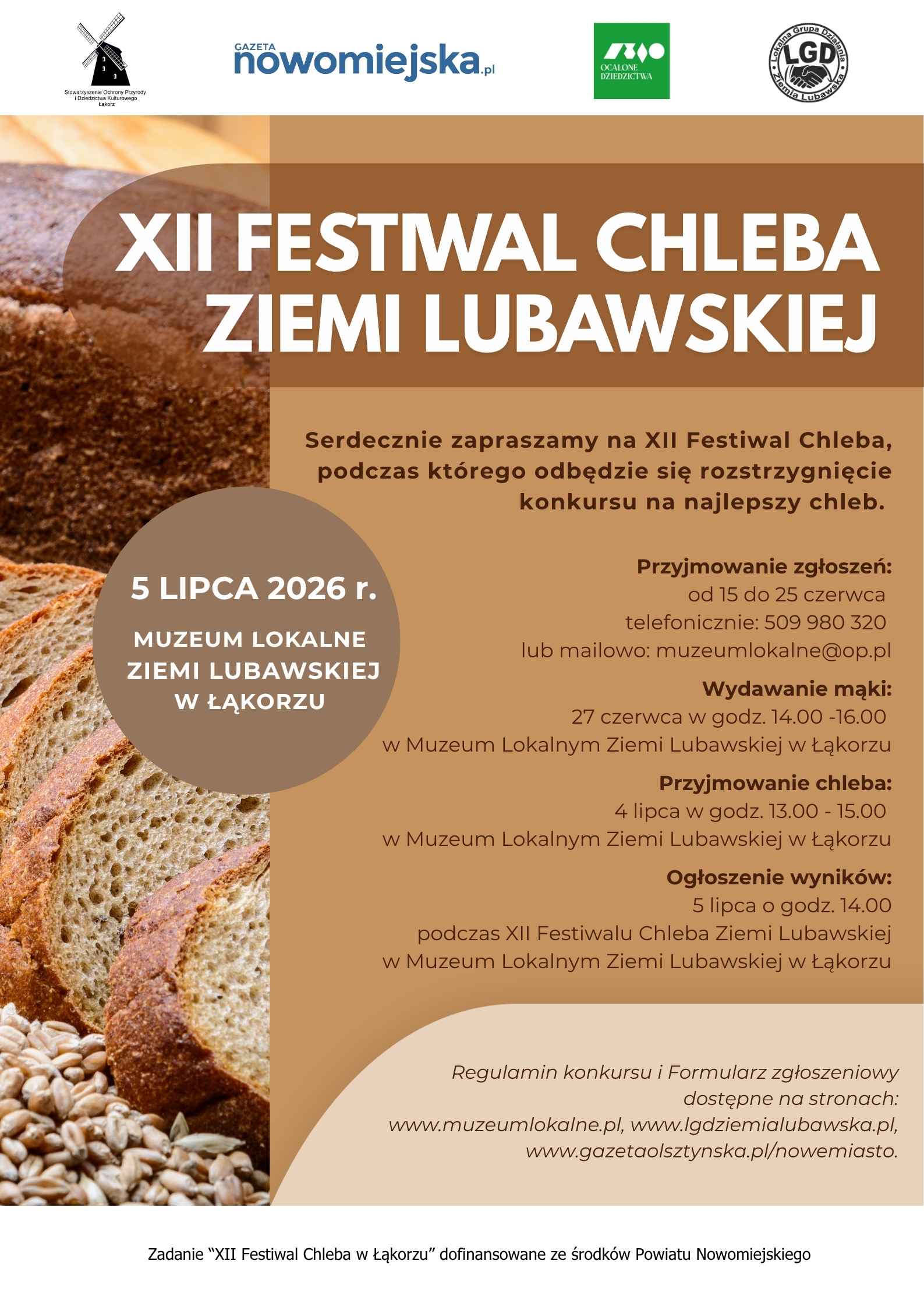 XII Festiwal Chleba Ziemi Lubawskiej –  konkurs na najlepszy chleb!