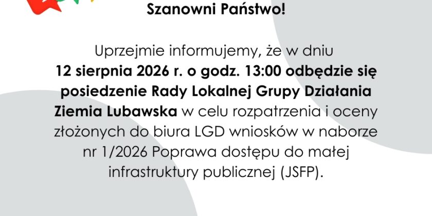 Posiedzenie Rady LGD Ziemia Lubawska