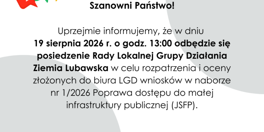 Posiedzenie Rady LGD Ziemia Lubawska