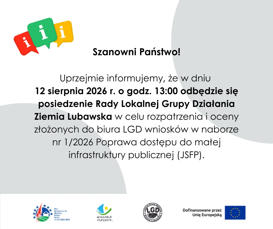 Posiedzenie Rady LGD Ziemia Lubawska
