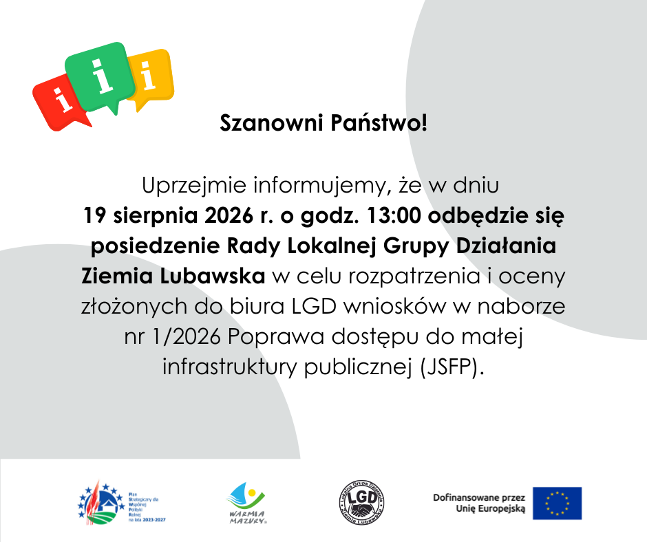 Posiedzenie Rady LGD Ziemia Lubawska