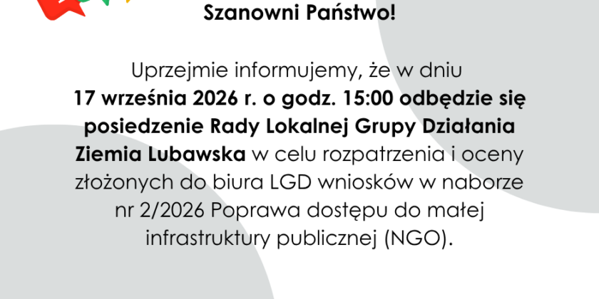 Posiedzenie Rady LGD Ziemia Lubawska